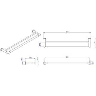 Полотенцедержатель AZARIO FORNY AZ-88302 трубчатый двойной 60 см
